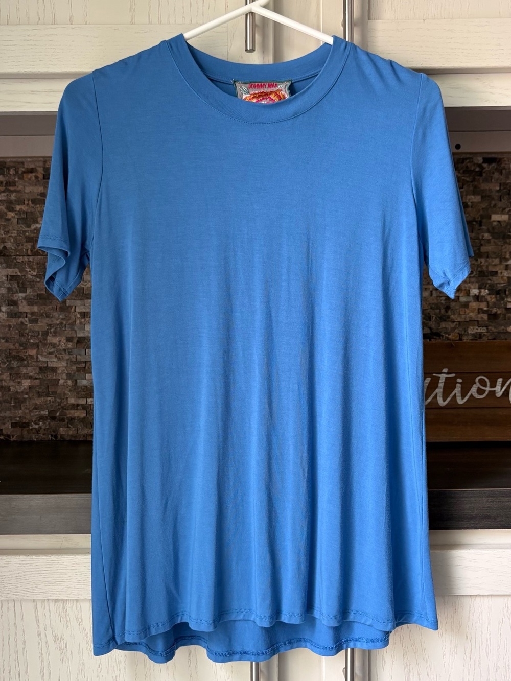 Johnny Was Short Sleeve Crew Tee in Bright Blue